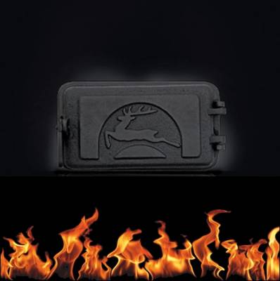 Cserépkályha hamuajtó matt fekete, külső méret: 225 x 135mm, falazó méret: 210 x 110mm, NIMROD