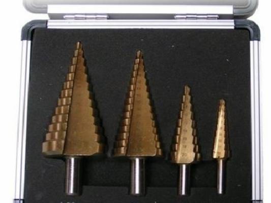 Kúpos lemez fúró készlet 4 db-os HSS, 4-12, 4-20, 4-30, 4-32mm