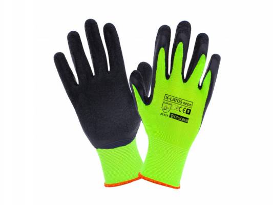 Védő kesztyű 10 LATOS NEON, latex.