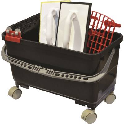 Burkoló vödör, 24 literes műanyag, szögletes 25x50x70cm, görgös, fugázó simító, szivacsos simító