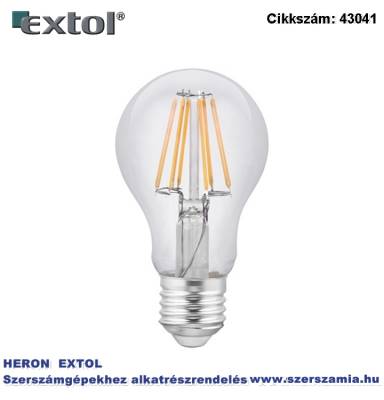 LED-es villanykörte 8W 1000 lumen 75W hagyomány., Filament LED,E27 foglalat, Meleg Fehér színű