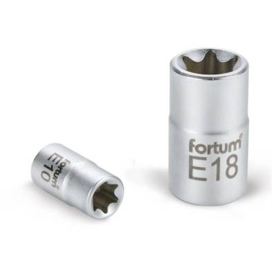 Dugófejek, torx , 1/2col, 61CrV5 mattkróm, E18, FORTUM