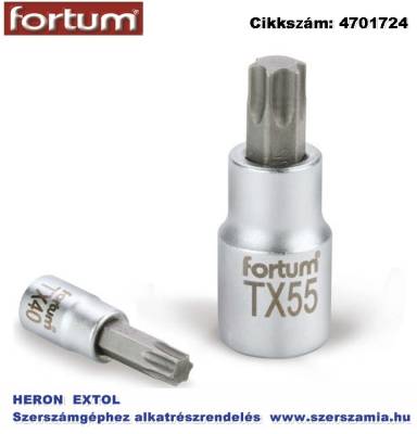 Bitdugófej, TORX, 1/4 col, 61CRV5/S2, mattkróm TX27 Fortum