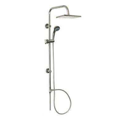 Zuhany készlet, rozsdamentes acél: 2 funkciós, szögletes felső zuhanyfej 20 x 16cm, 1,5m-es tömlő, 1m-es falitartó