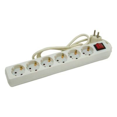 3m-es villamos elosztó, kapcsolóval, 6 aljzat, földelt, 250V/16A, max :3500W