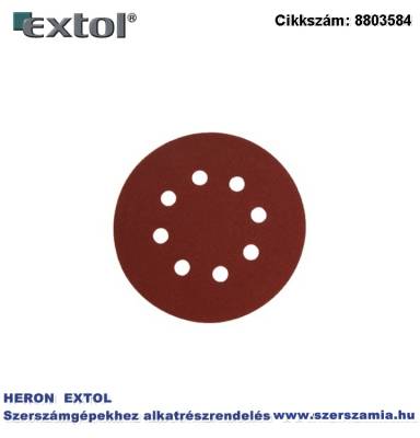 Csiszolókorong vászon, lyukas, 150 mm, 8 db lyukkal, P40-es, tépőzáras 10db/csomag