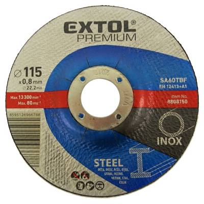 EXTOL PREMIUM vágókorong fémhez, ipari 115 x 0,8 x 22,2mm 10db/cs