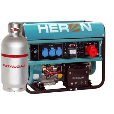 HERON Benzin-gázmotoros áramfejlesztő, max 6800/5500 VA, háromfázisú, önindítós EGM-68 AVR-3EG