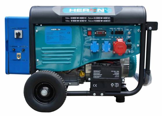 HERON 420 BLUE, 3 fázisú, 6 kVA-es, távindítóval felszerelt áramfejlesztő + AJÁNDÉK