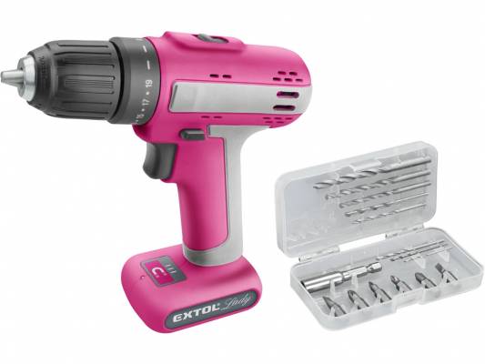 Akkus fúrócsavarozó, 12V, Li-ion, Extol Lady, beépített 1500 mAh akku