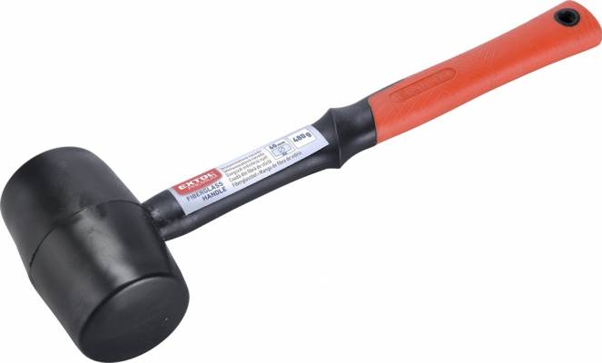 Gumikalapács üvegszálas nyéllel, fekete gumi , 50 mm, 0,28 kg