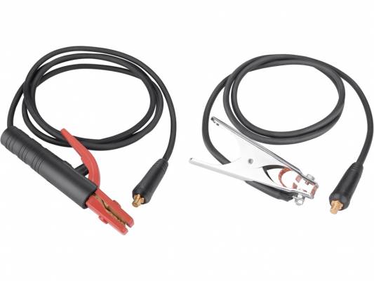 Hegesztő kábelpár, földelőkábel csipesszel plusz munkakábel elektródafogóval, 120A, 5m, 16mm2, csatlakozó: 10-25