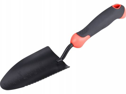 Kerti lapát/ásó fém, széles, fogazott szélű, 32 cm, műanyag/TPR nyél