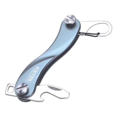 Kulcstartó, bicska típusú, ALU, karabínerrel és sörnyitóval