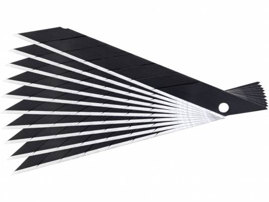 Pótpenge 10 db, fekete, tripla vágóéllel, 9×100×0,7mm, SK2 acél, HRC > 67, lézeres élezés