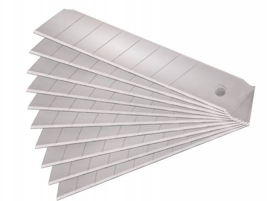 Tartalék pengék tapétavágó késhez, 10 db, 25×126×0,7 mm, törhető, SK4 acél, HRC >64, tripla vágóél