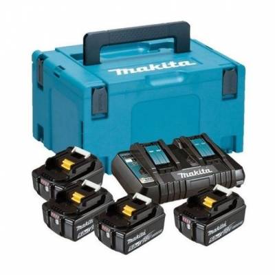 MAKITA 18V LXT Li-Ion 4x5,0Ah akku plusz DC18RD duplatöltő készlet plusz MAKPAC