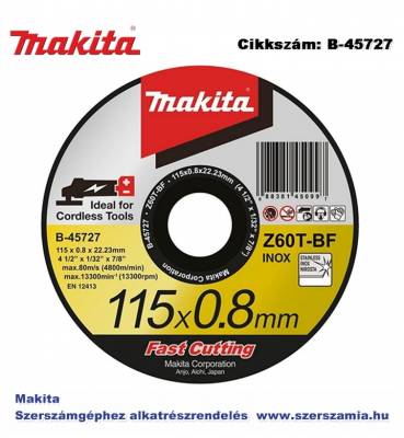 Vágókorong INOX 115 x 0,8 mm T2 MAKITA (MK-B-45727)