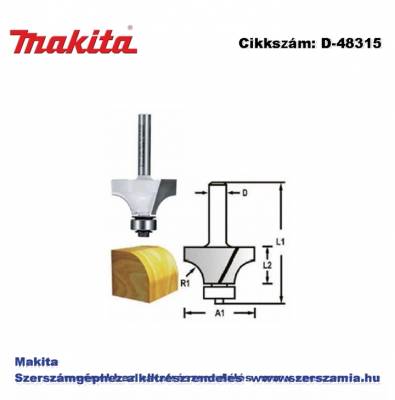 Gömbölyítő csapágyas kés, befogó: 6 mm átmérő: 25,4 mm rádiusz: 6,35 mm T2 MAKITA (MK-D-48315)