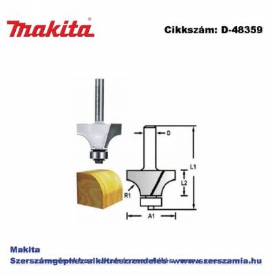 Gömbölyítő csapágyas kés, befogó: 8 mm átmérő: 19 mm rádiusz: 3,2 mm T2 MAKITA (MK-D-48359)