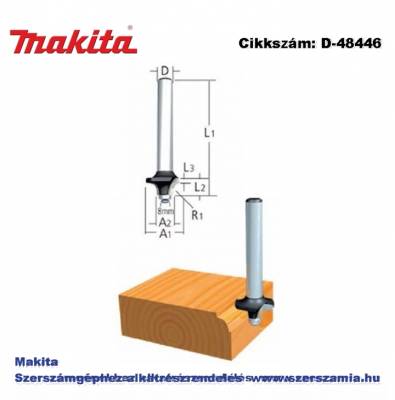 Kerekítő kés, befogó: 6 mm átmérő: 19 mm rádiusz: 3,2 mm T2 MAKITA (MK-D-48446)