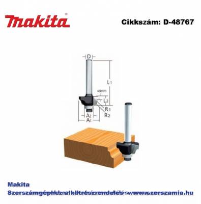 Profilmaró kés, befogó: 8 mm átmérő: 38,1 mm munkahossz: 17,5 mm T2 MAKITA (MK-D-48767)