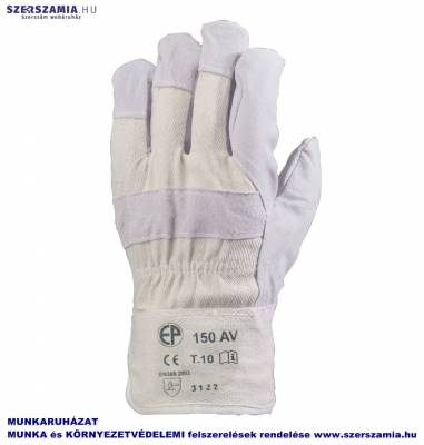 Bőrkesztyű, rezgéscsillapító betét/vászon kézhát, méret: 10, 1 pár