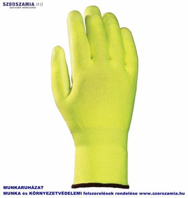 Vágásbiztos, sárga HDPE MIIZU védőkesztyű PU borítással, méret: 10 , 1 pár