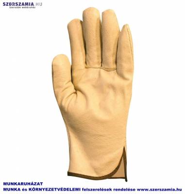 Bőrkesztyű, sárga színsertés tenyér és kézhát, méret: 10, 12pár / csomag