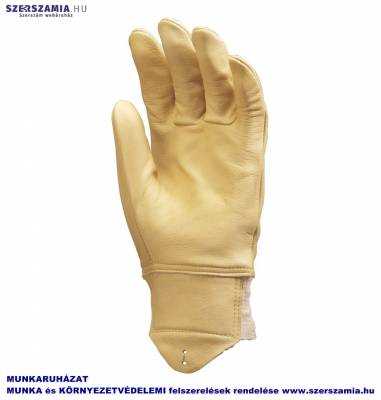 Bőrkesztyű, sárga színmarha tenyér és kézhát, víztaszító, méret: 10, 1 pár