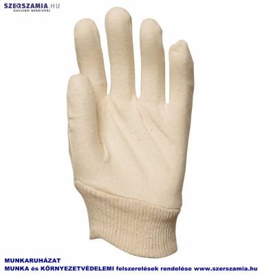 Pamutkesztyű, 30 gr-os fehér interlock, mandzsettával, méret: 10, 10pár / csomag