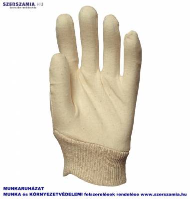Pamutkesztyű, 40 gr-os fehér interlock, mandzsettával, méret: 7, KIFUTÓ termék, Helyettesítő: 4100 10pár / csomag