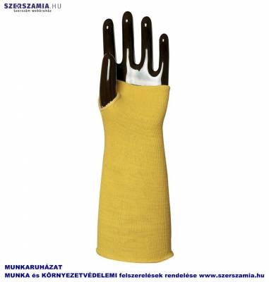 Kötött sárga kevlar karvédő, hő- és vágásbiztos, méret: 35 cm, méret: 10, 1 pár