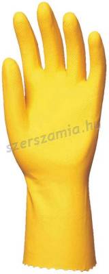 HTG Sárga gumikesztyű, 30cm/0,5mm, pamutbolyhozott belső, méret: M, 10pár / csomag