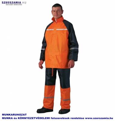 FLUO Esőruha fényvisszaverő csíkkal, narancs, méret: XXL