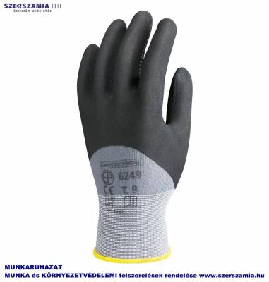 Szerelőkesztyű, szürke PA/tenyérfekete pöttyözött Nitril tenyér, méret: 10, 1 pár