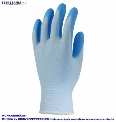 Szerelőkesztyű, élelmiszer ipari, szellőző kék Nitril tenyér, méret: 10, 1 pár