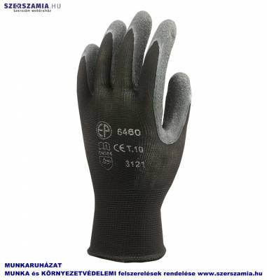 Szerelőkesztyű poliamid fekete kondenzált Latex kesztyű, méret: 7, 10pár / csomag