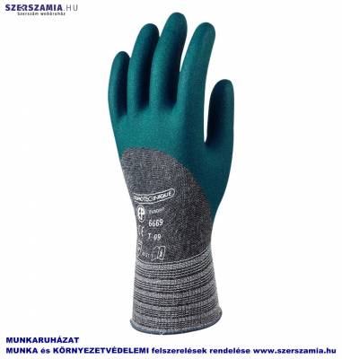 Szerelőkesztyű, Spandex/PA, kék Nitril/PU mártás, 3/4 hát, méret: 9, 1 pár