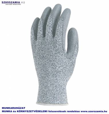 Szerelőkesztyű, vágásbiztos, szürke PU, méret: 10, Helyettesítő: 1CRAG10 , 1 pár