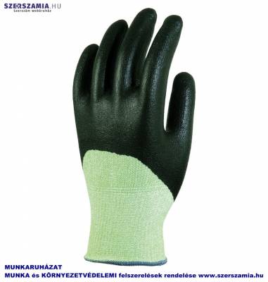 SZERELŐKESZTYŰ, VÁGÁSB. ZÖLD HPPE, 3/4-IG FEKETE PU/NITR._10