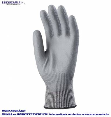 TAEKI5 vágásbiztos Szerelőkesztyű, szürke PU tenyér, méret: 7, KIFUTÓ termék 1 pár
