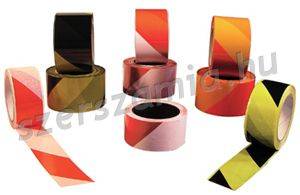 Öntapadós sárga/fekete jelzőszalag, méret: 66m, 1 darab