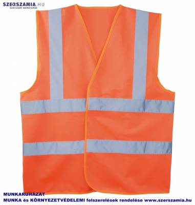 Jólláthatósági mellény 2 vízszintes csíkkal narancs, méret: XL, 1 darab