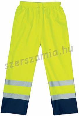FLUO sárga/kék PU esőnadrág, méret: XL, 1 darab