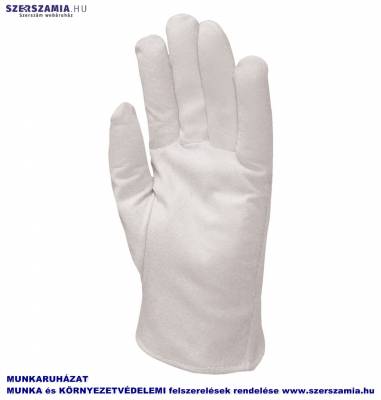 Bőrkesztyű, szürke színkecske/fehér vászon kézhát, méret: 6, 1 pár