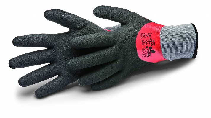 Kesztyű dupla nitril bevonattal, homokszemcsés felület, CAT2 - 4433, hideg ellen X21 Workstar Freeze L/9