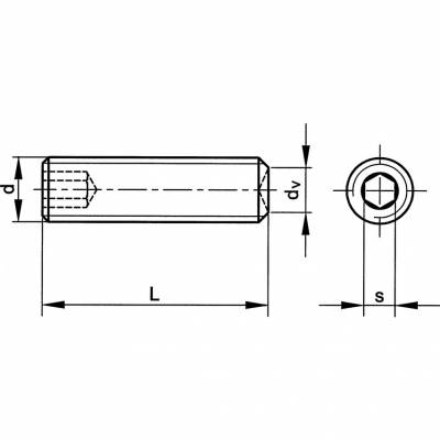 Belső kulcsnyílású hernyócsavar M2 3,0mm DIN916 10db/csomag