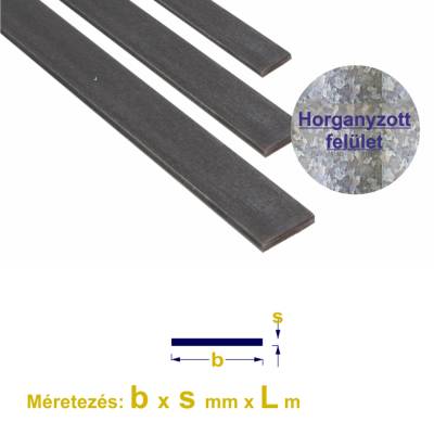 Laposvas horganyzott, S235, 40 x ~3mm x 2m ±5mm 3db