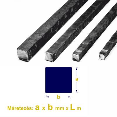 Négyzetacél bordás (mángorolt), S235, 14 x 14mm x 2m ±5mm 3db